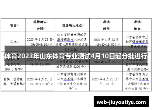 体育2023年山东体育专业测试4月10日起分批进行